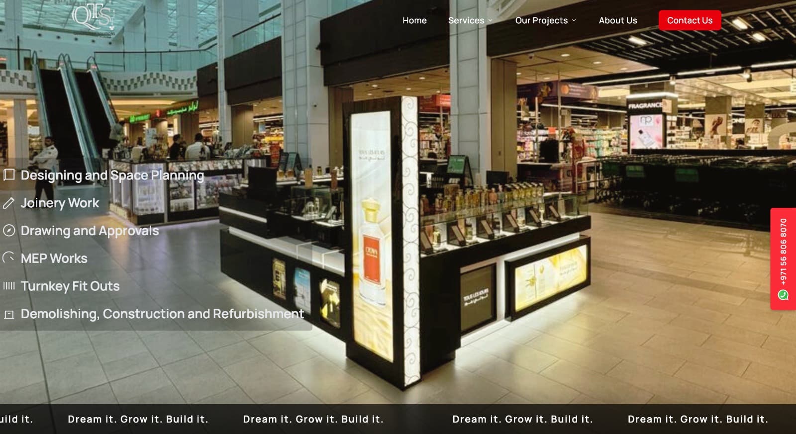 QTS – Interior Design & Fit-Out Website screenshot 1